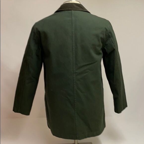 Lands' End Army Green Fisherman Core Chore/Barn Coat With Leather Collar - Picture 2 of 13